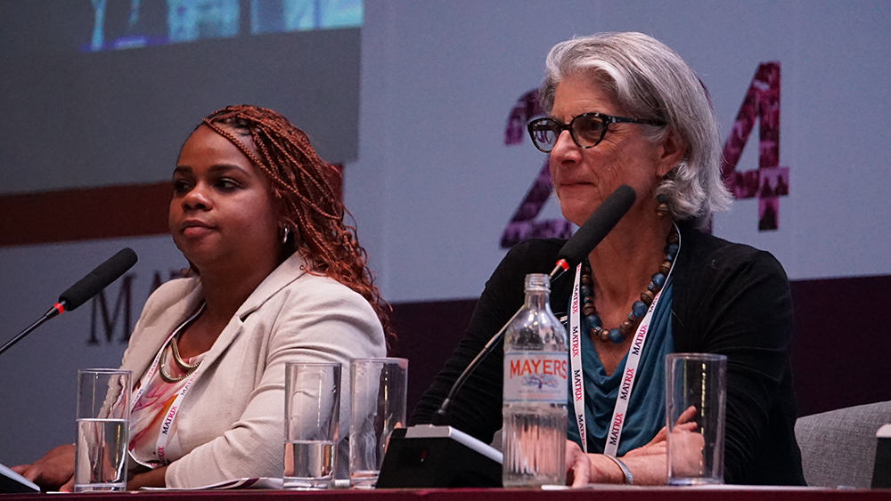 Panelists during a discussion