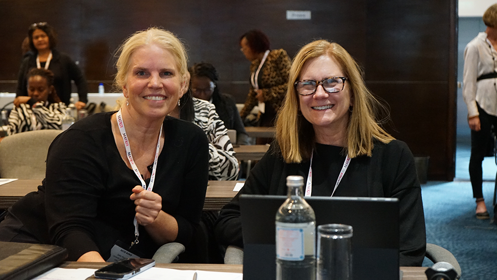 People smiling during a meeting