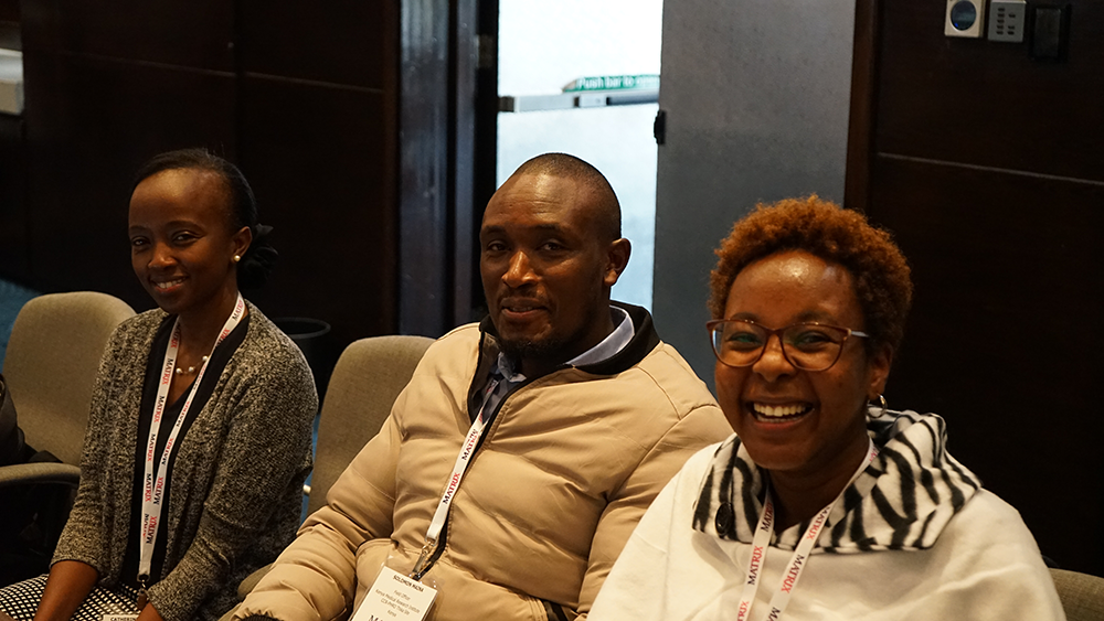 People smiling during a meeting