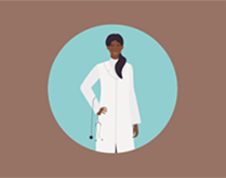 Icon for Clinical Trials shows doctor standing with stethescope